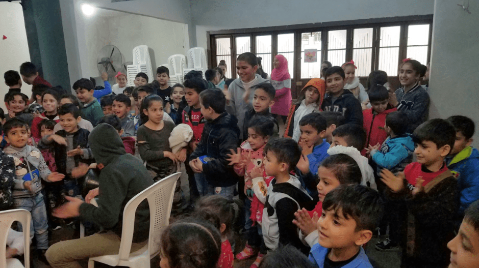 Syrian Refugee Students worshiping at Horizons International's Beirut Lighthouse